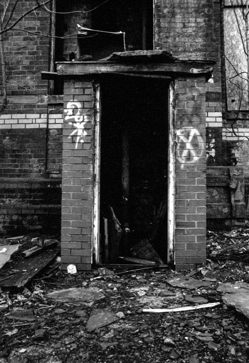 Abandoned college building photographed on Ilford HP5