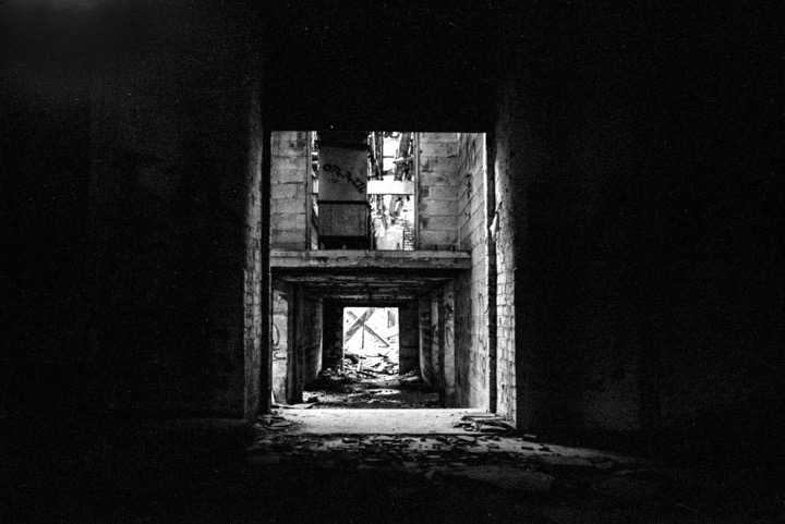 Black and white film photograph from the first roll